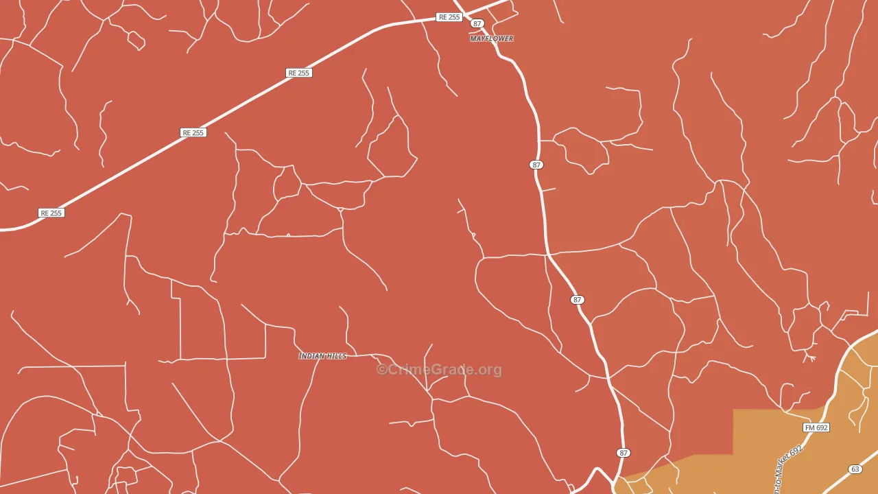 Indian Hill, TX Map of Assault Rates