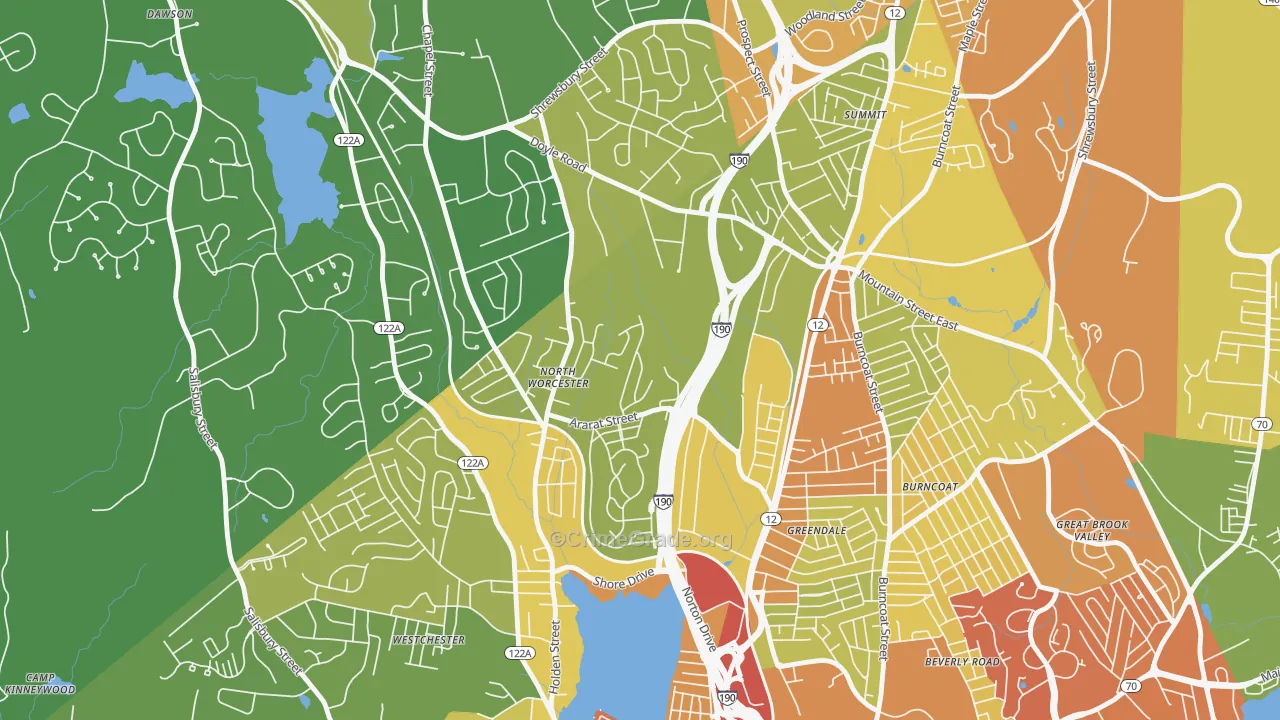 Indian Hill, Worcester, MA Map of Assault Rates