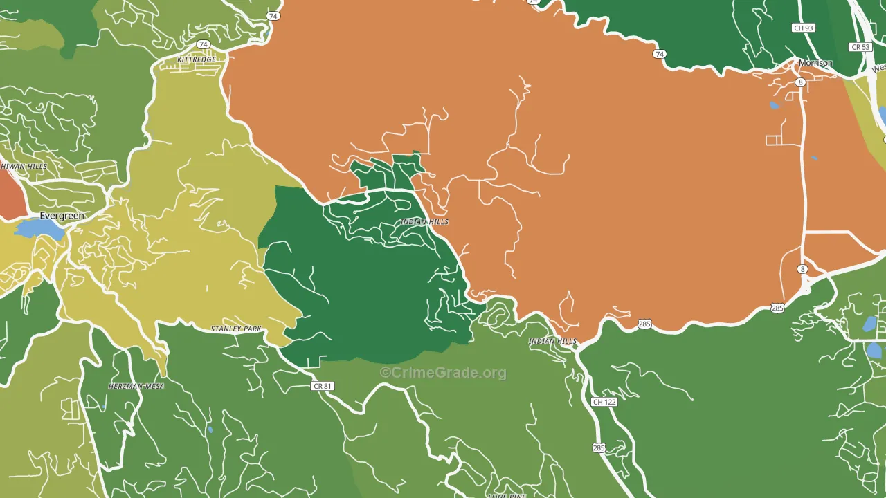 Indian Hills, CO Map of Assault Rates