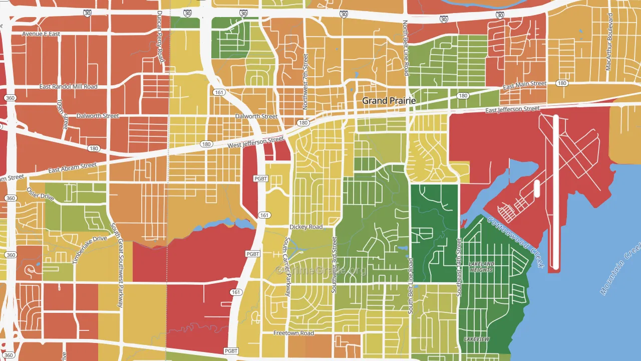 Indian Hills, Grand Prairie, TX Map of Assault Rates