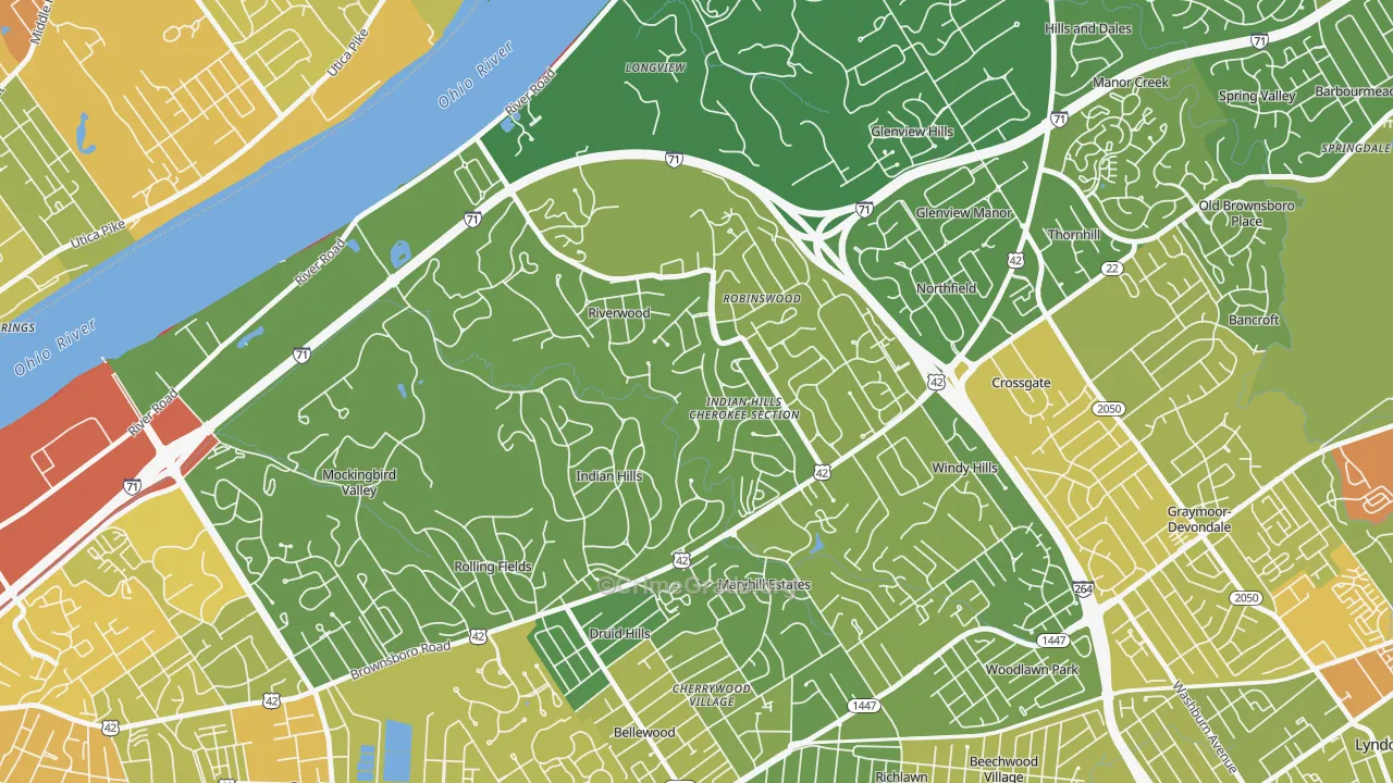 Indian Hills, KY Map of Assault Rates