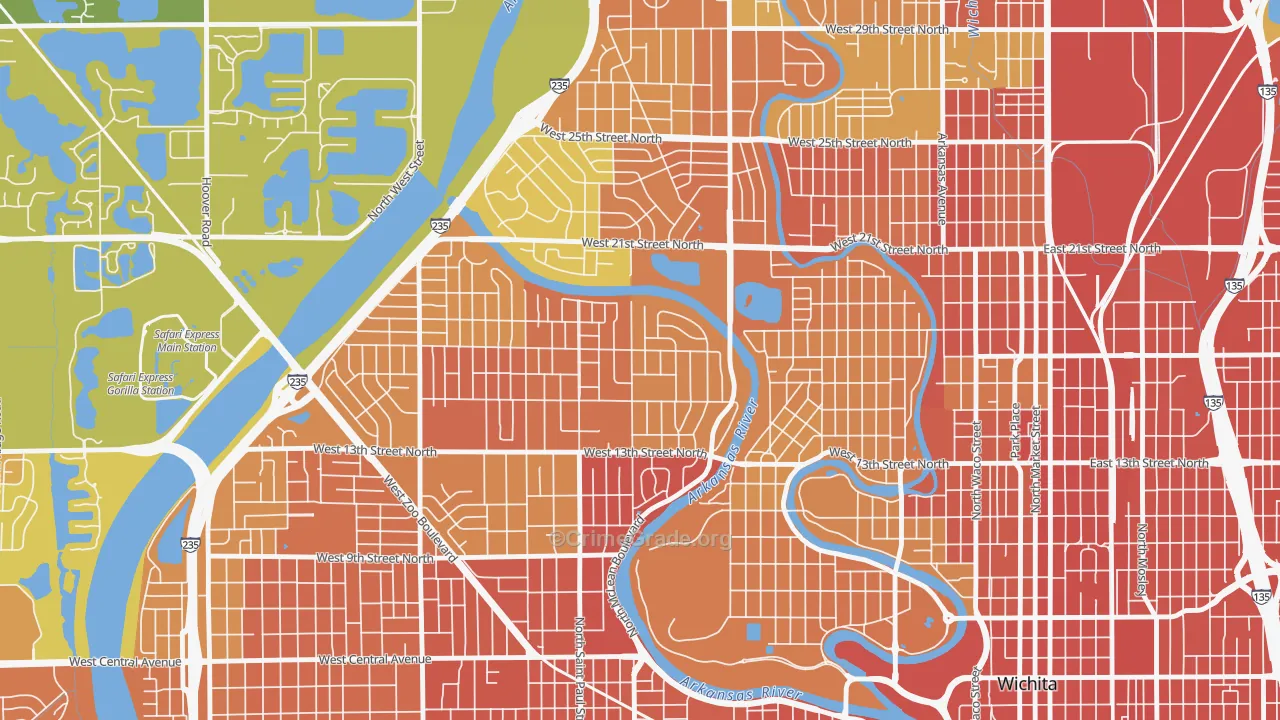Indian Hills Riverbend, Wichita, KS Map of Assault Rates