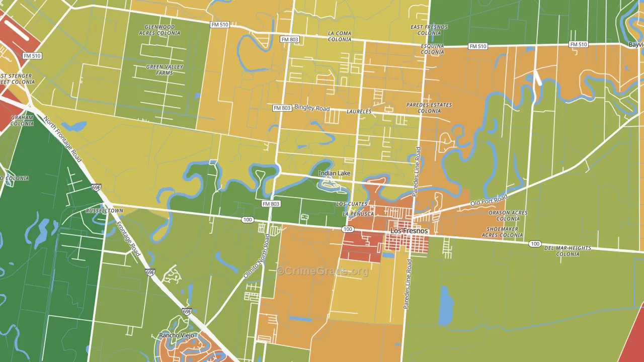 Indian Lake, TX Map of Assault Rates
