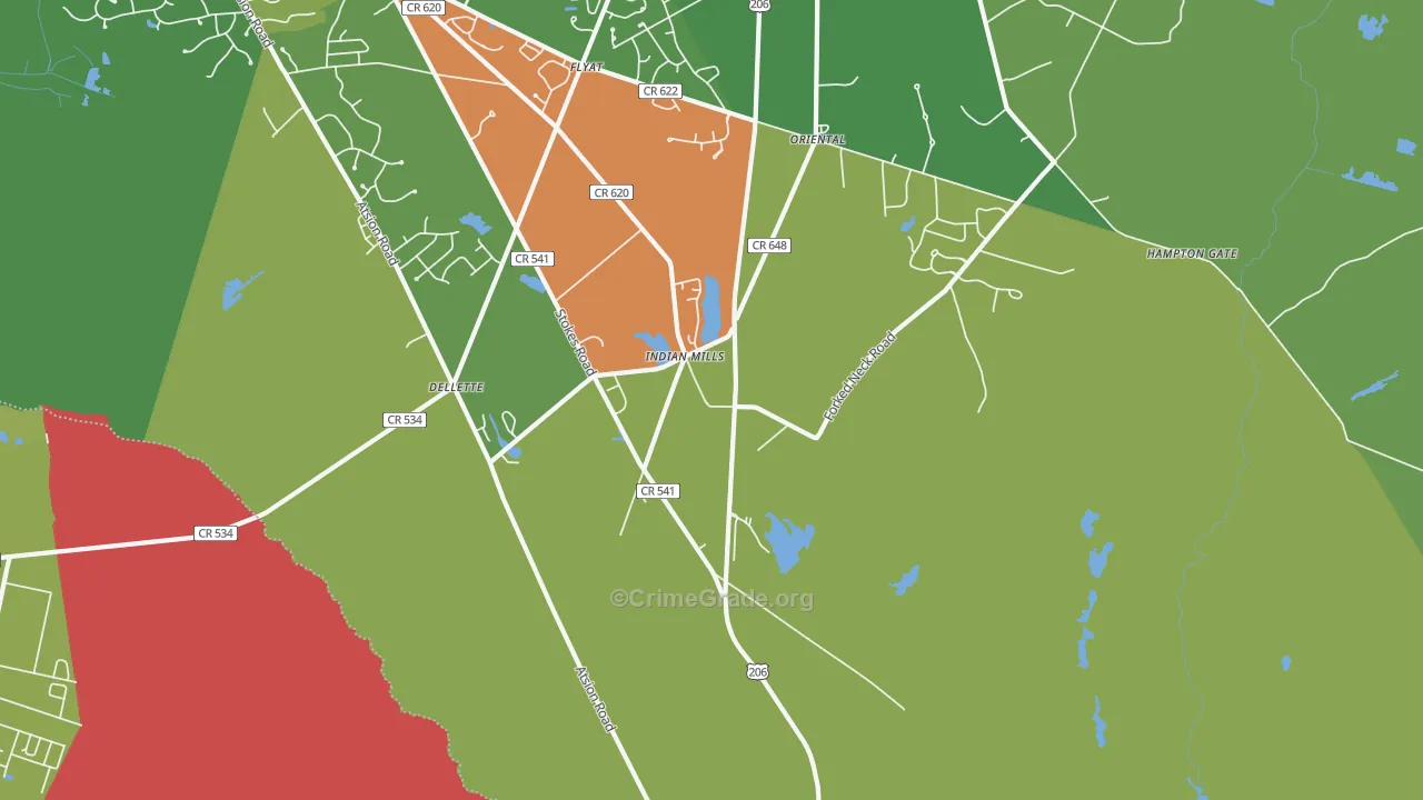 Indian Mills, NJ Map of Assault Rates