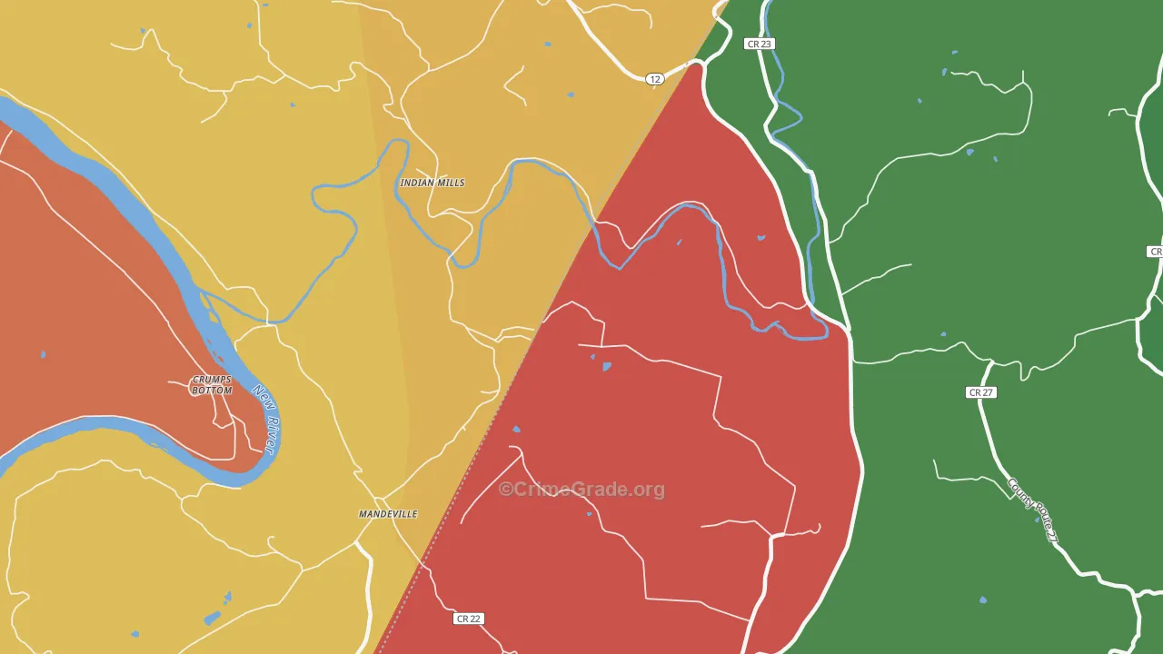 Indian Mills, WV Map of Assault Rates
