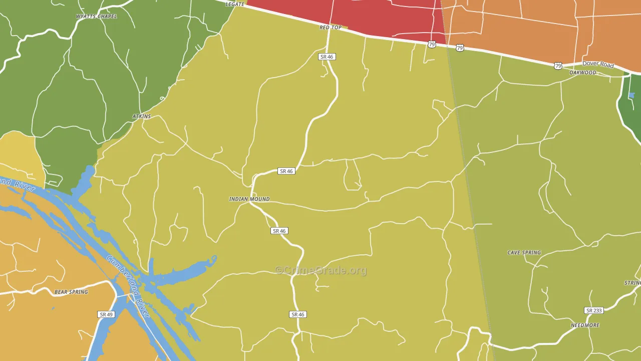 Indian Mound, TN Map of Assault Rates