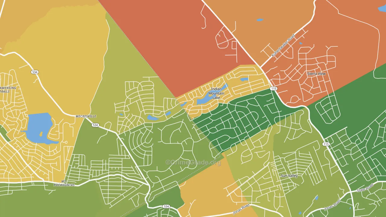Indian Mountain Lake, PA Map of Assault Rates