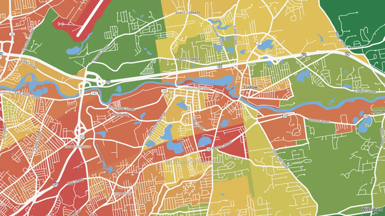 Indian Orchard, MA Map of Assault Rates