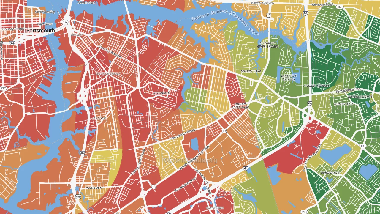 Indian River, Chesapeake, VA Map of Assault Rates
