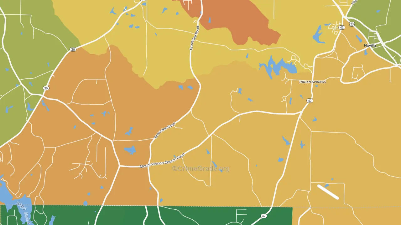 Indian Springs, GA Map of Assault Rates