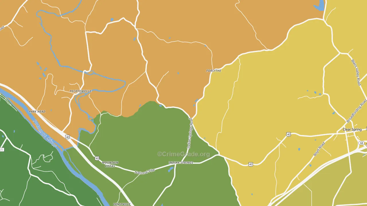 Indian Springs, MD Map of Assault Rates
