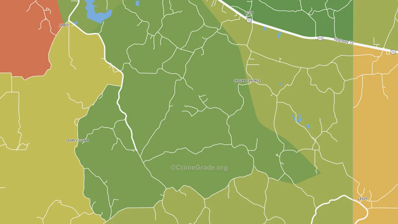 Indian Springs, MS Map of Assault Rates