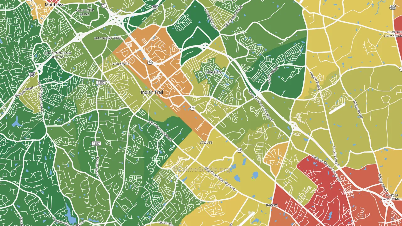 Indian Trail, NC Map of Assault Rates