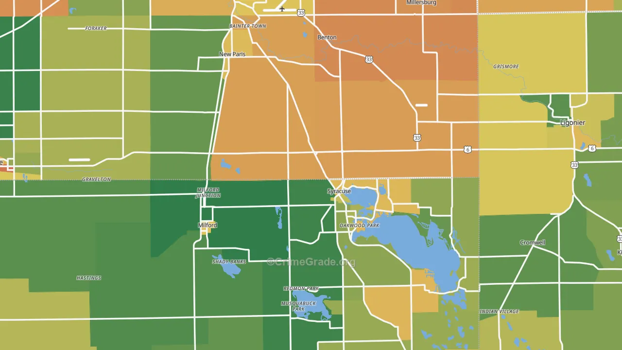 Indian Village, IN Map of Assault Rates