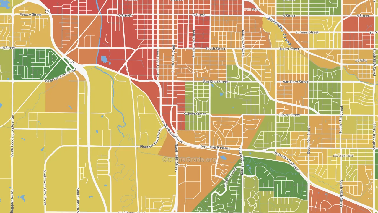 Indian Village, Lincoln, NE Map of Assault Rates
