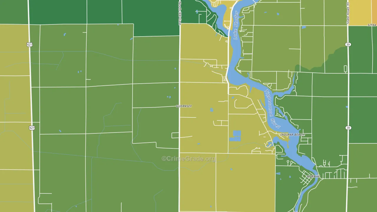 Indiana Beach, IN Map of Assault Rates