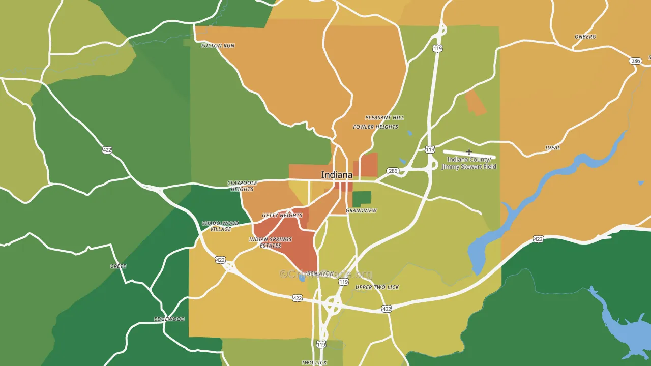 Indiana, PA Map of Assault Rates