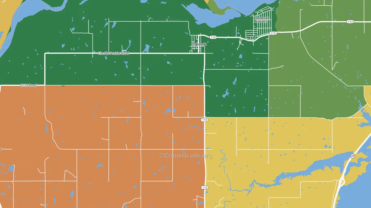 Indianola, OK Map of Assault Rates