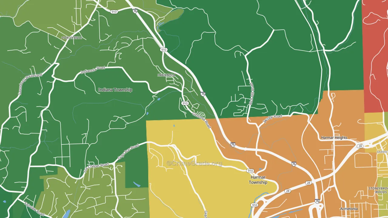 Indianola, PA Map of Assault Rates