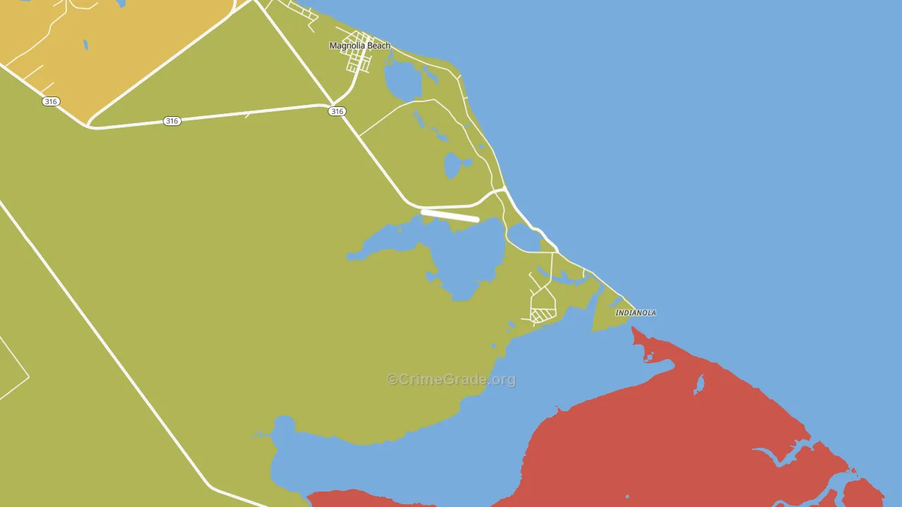 Indianola, TX Map of Assault Rates