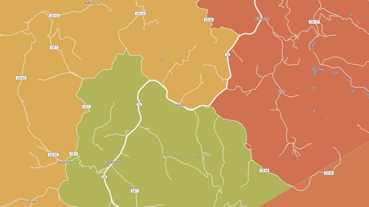 Indore, WV Map of Assault Rates