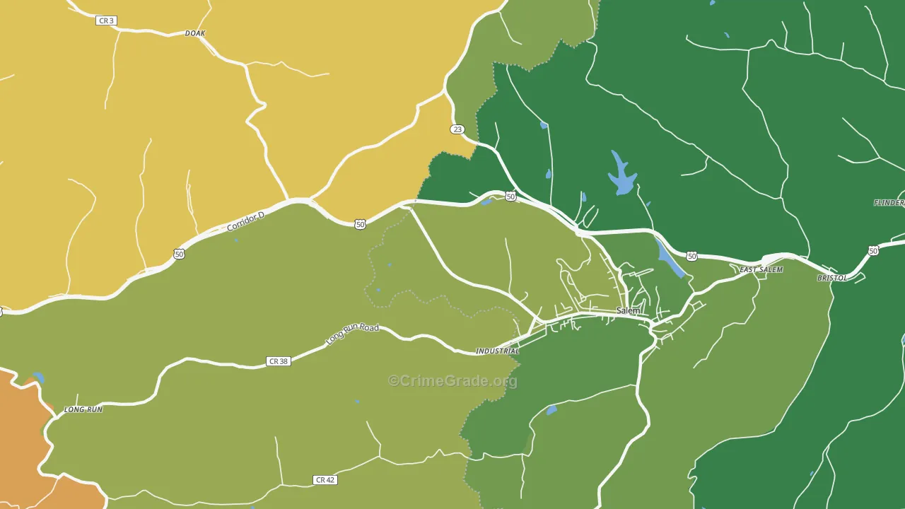 Industrial, WV Map of Assault Rates