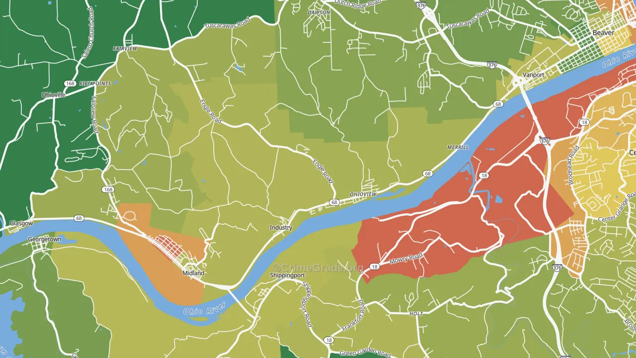Industry, PA Map of Assault Rates