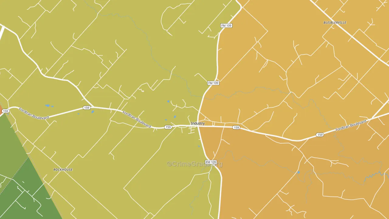 Industry, TX Map of Assault Rates