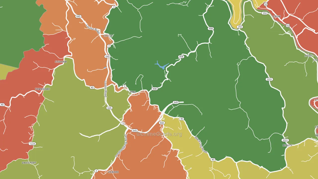 Inez, KY Map of Assault Rates