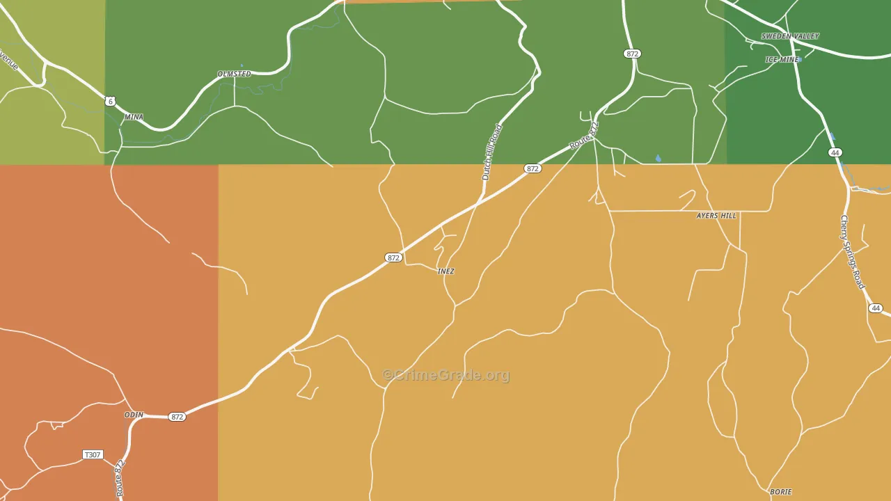 Inez, PA Map of Assault Rates