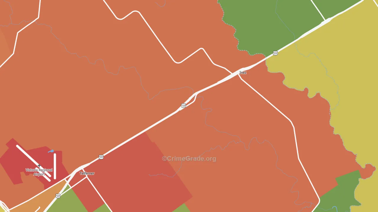 Inez, TX Map of Assault Rates