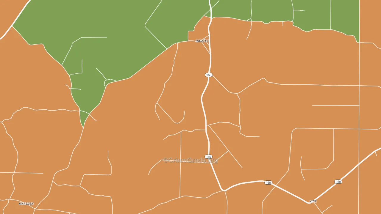 Ingalls, AR Map of Assault Rates