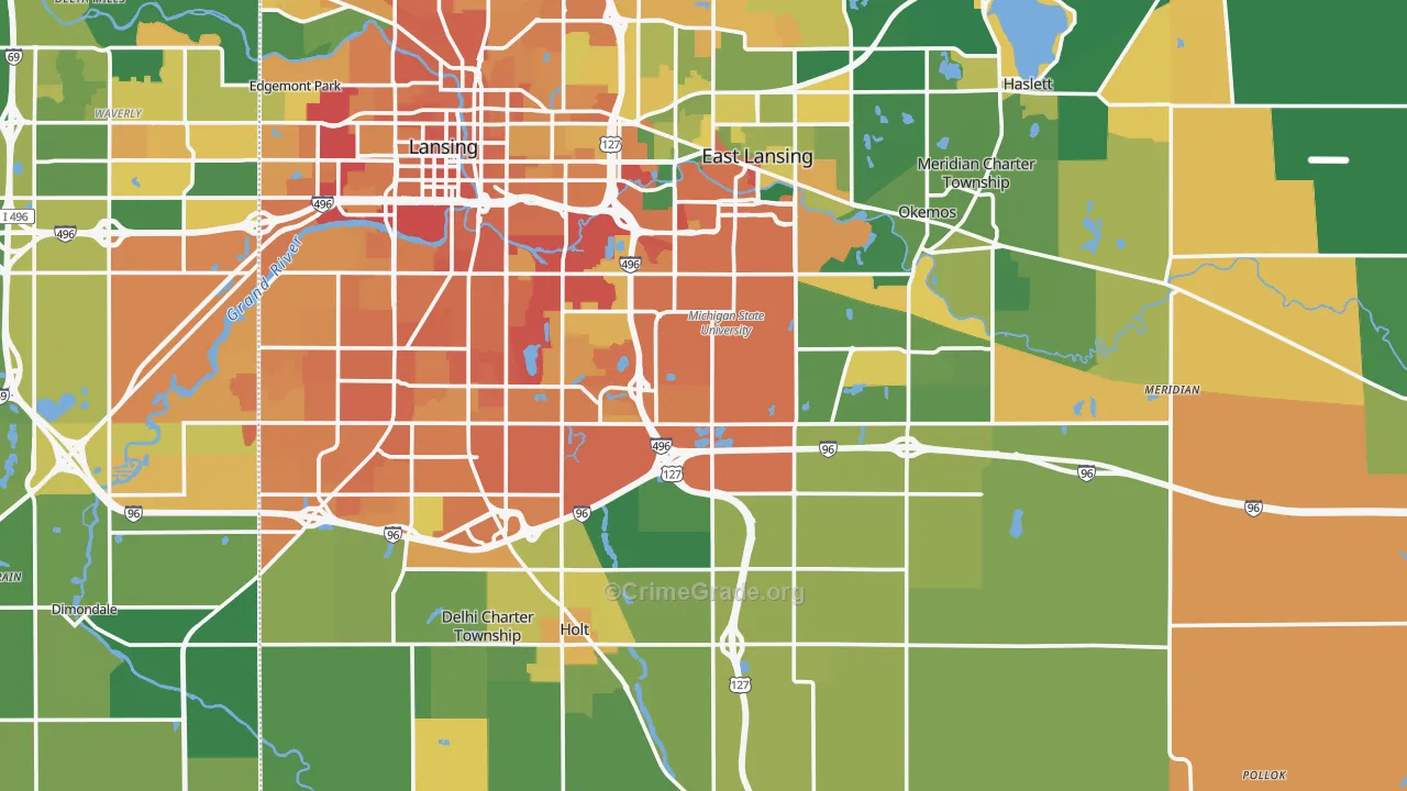 Ingham County, MI Map of Assault Rates