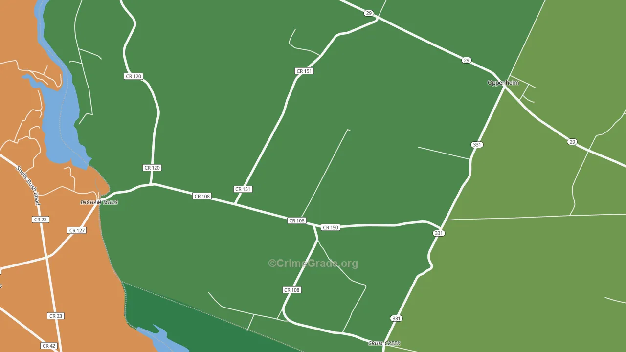 Ingham Mills, NY Map of Assault Rates