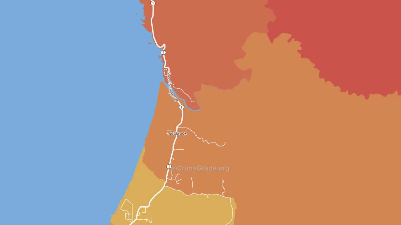 Inglenook, CA Map of Assault Rates