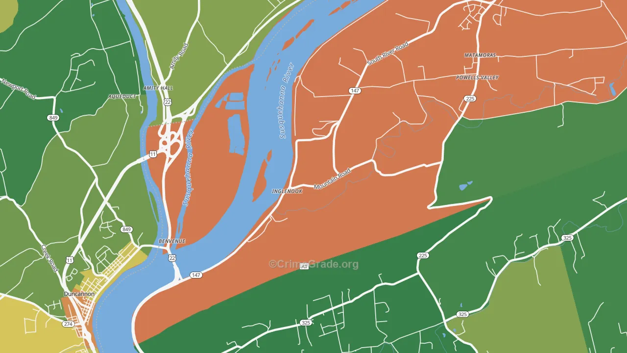 Inglenook, PA Map of Assault Rates