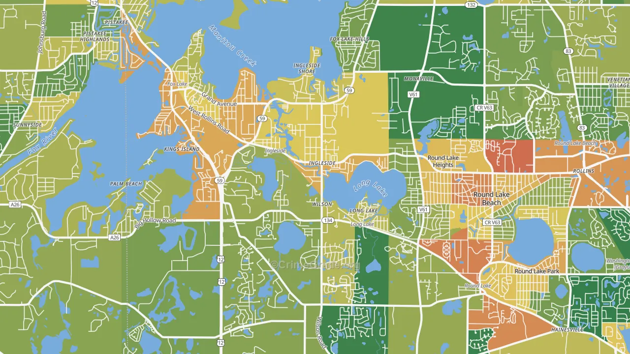 Ingleside, IL Map of Assault Rates