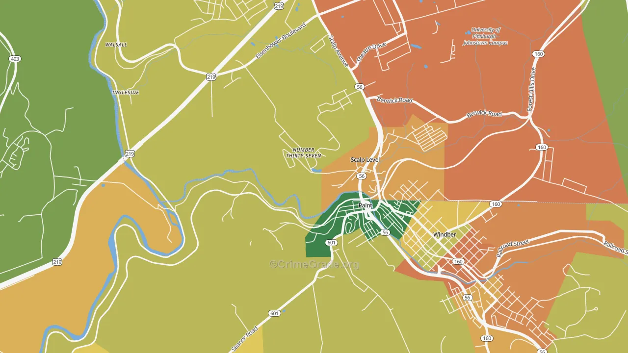 Ingleside, PA Map of Assault Rates