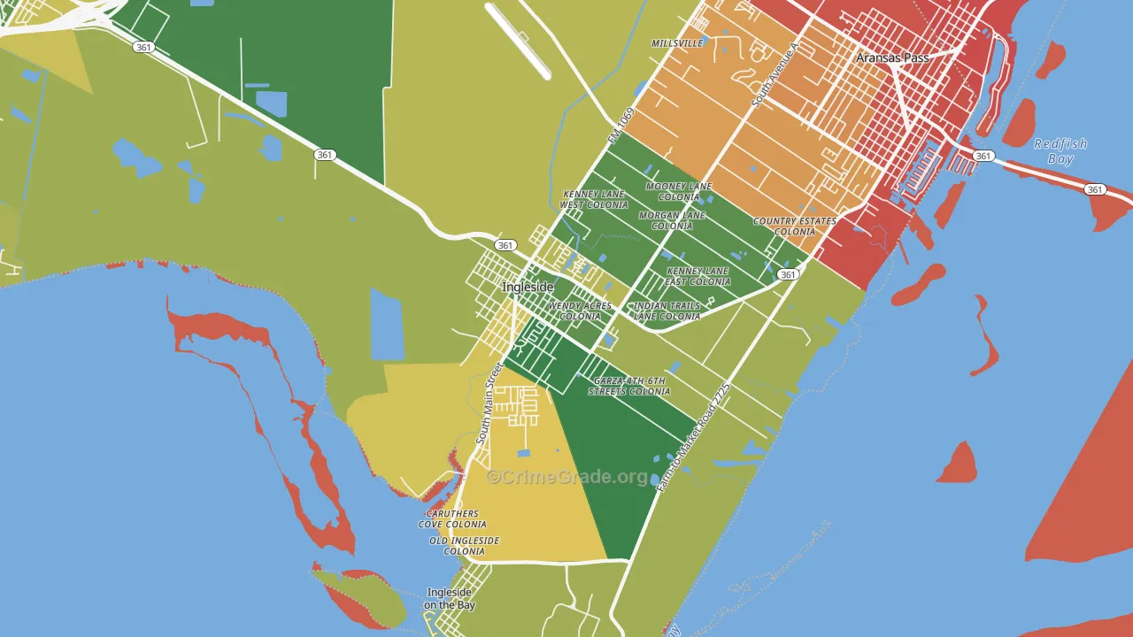 Ingleside, TX Map of Assault Rates