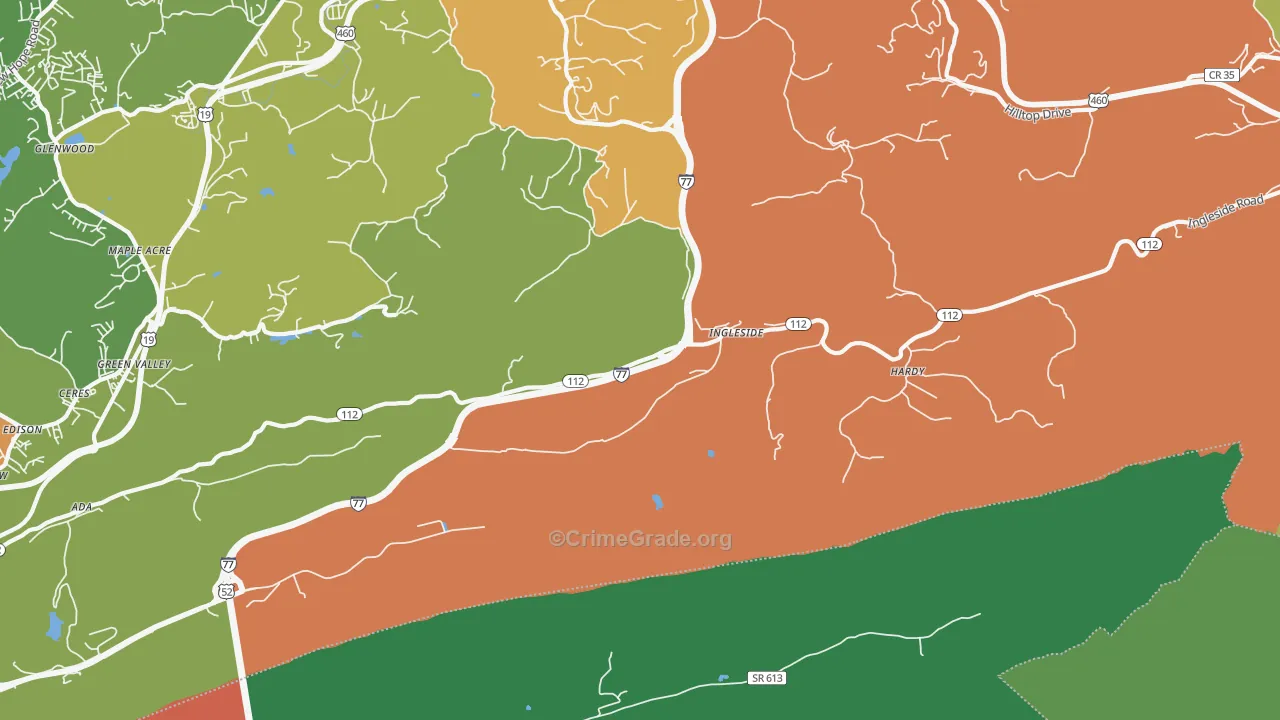 Ingleside, WV Map of Assault Rates