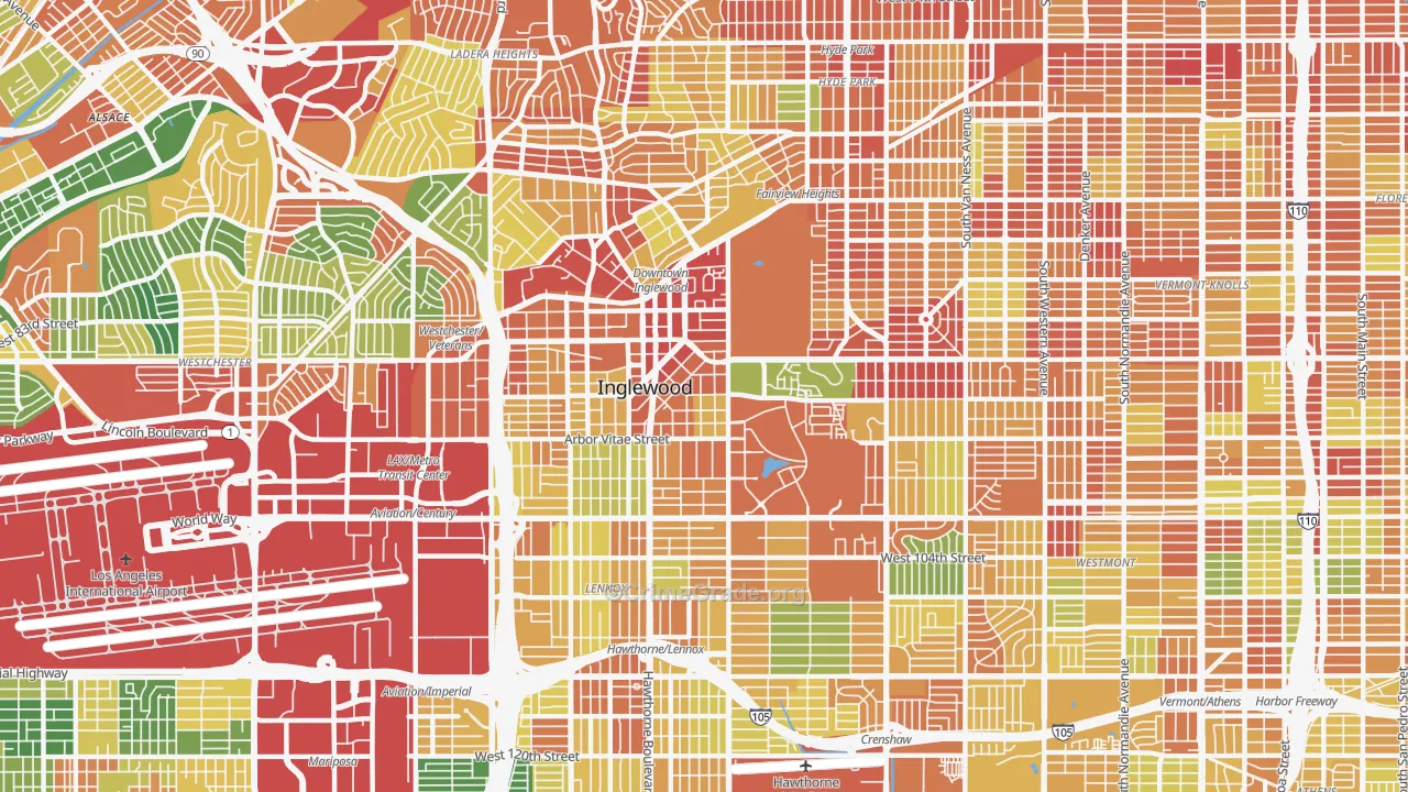 Inglewood, CA Map of Assault Rates