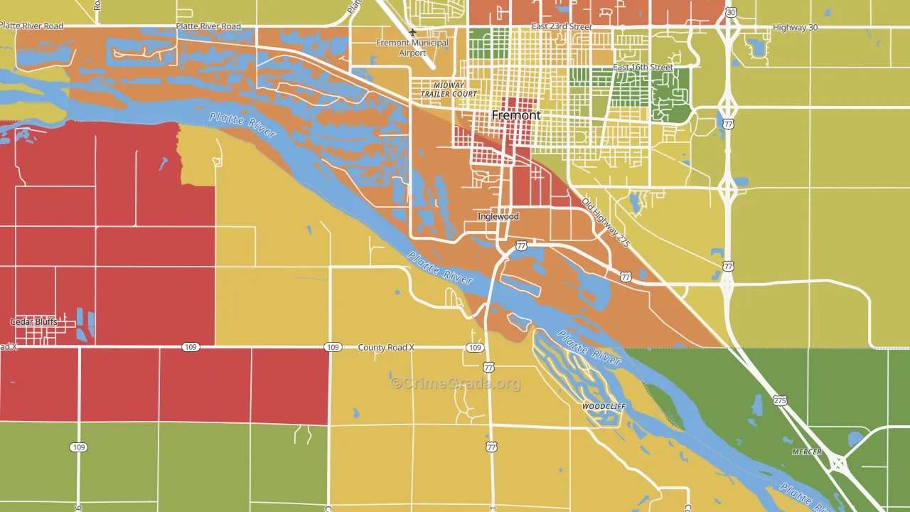 Inglewood, NE Map of Assault Rates