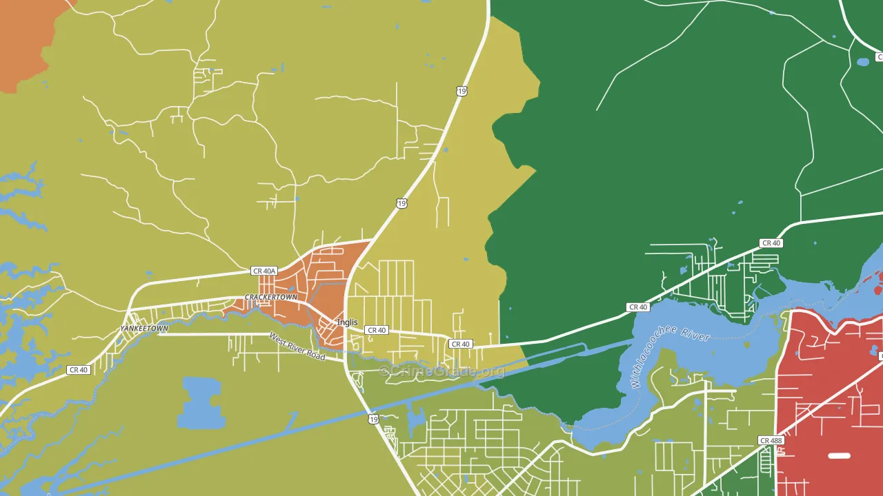 Inglis, FL Map of Assault Rates