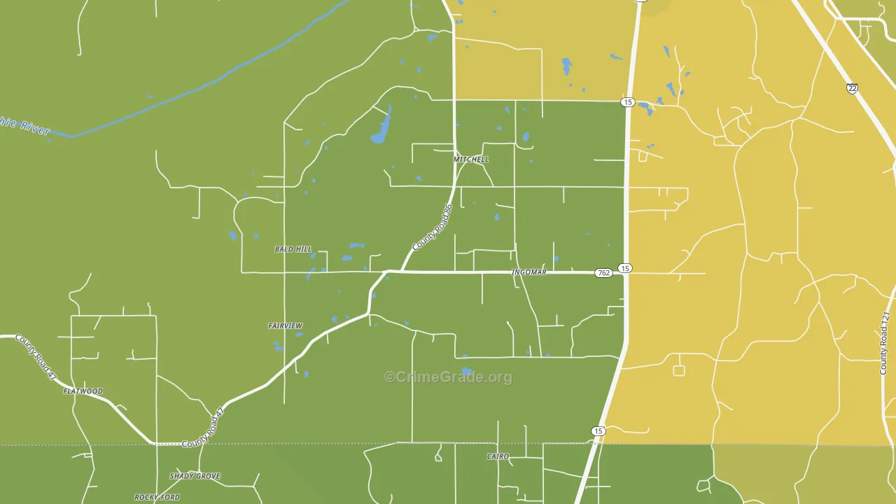 Ingomar, MS Map of Assault Rates