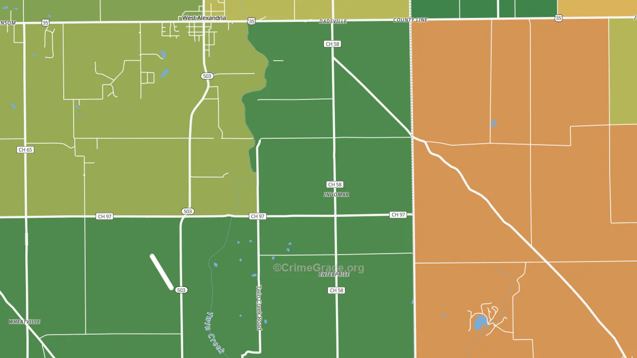 Ingomar, OH Map of Assault Rates