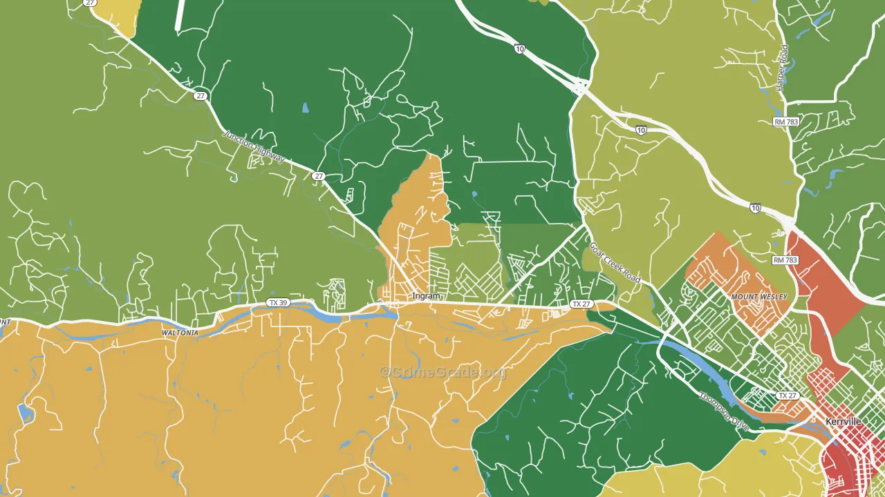 Ingram, TX Map of Assault Rates