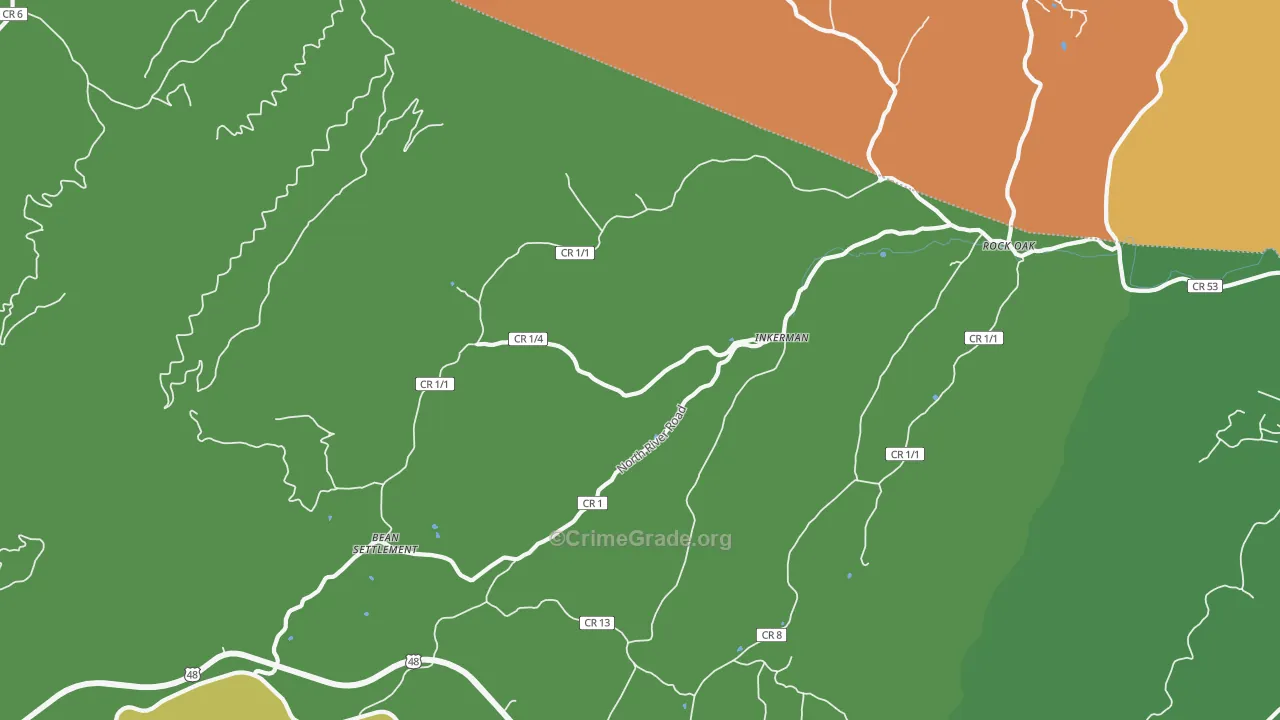 Inkerman, WV Map of Assault Rates