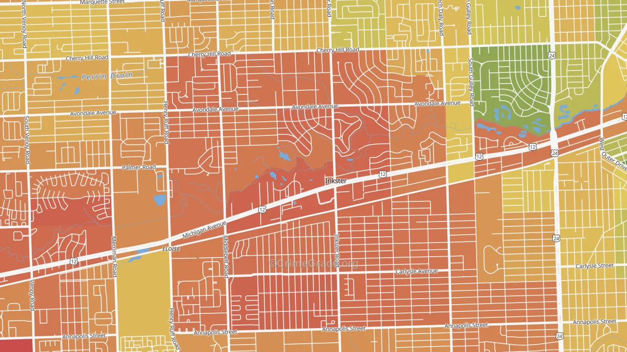Inkster, MI Map of Assault Rates