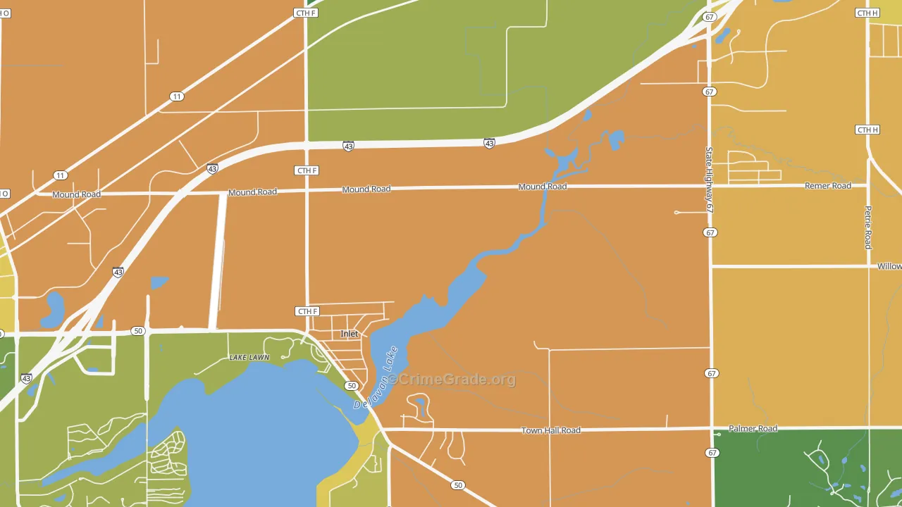 Inlet, WI Map of Assault Rates
