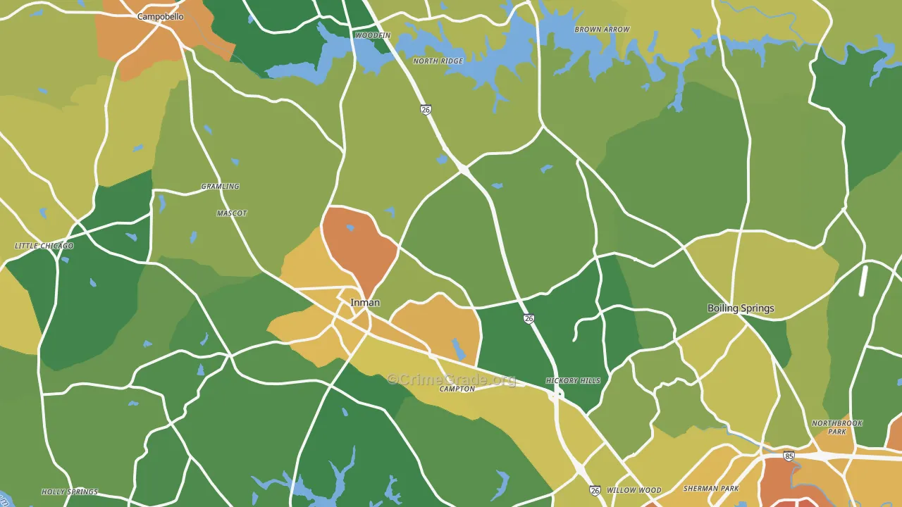 Inman, SC Map of Assault Rates